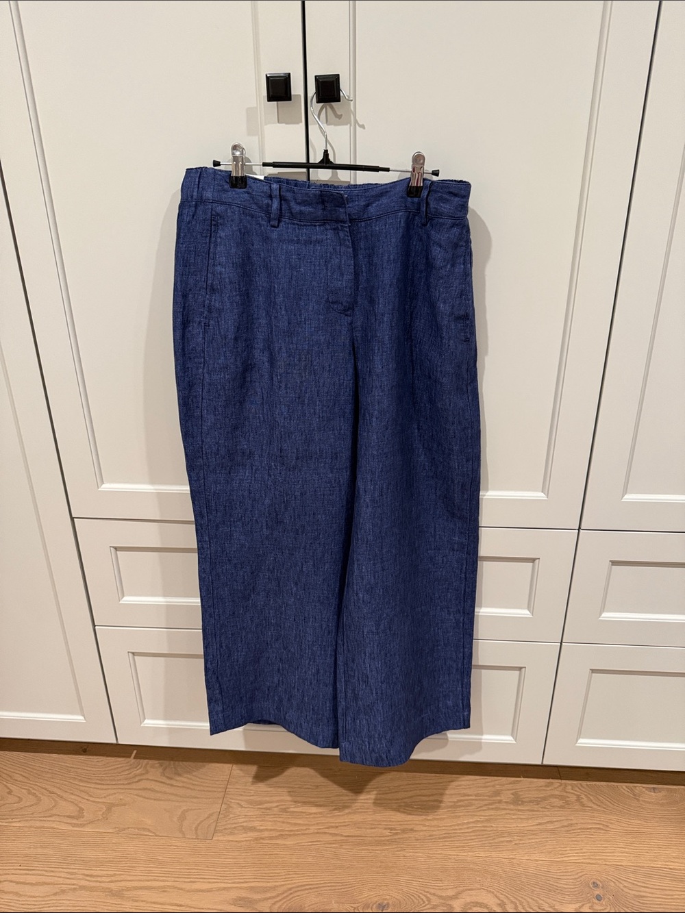 Banana Republic Wide-Leg Linen Blend Pants in Navy Blue